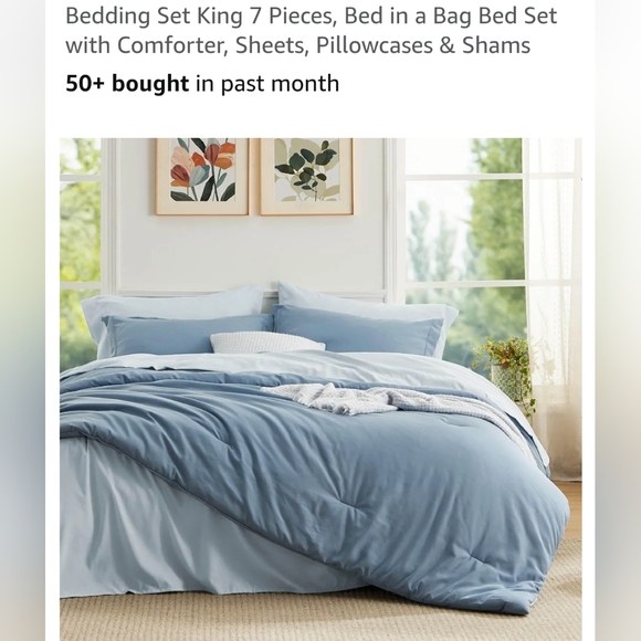 Brand New in Box 7 Piece King Comforter Set Blue